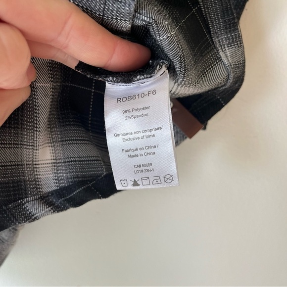 Aby Girls Plaid Flannel Shirt Dress Size 6 Black White Belted Long Sleeve Fall - Picture 7 of 13